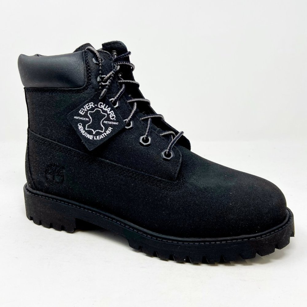Timberland 6 Inch Waterproof Black Abrasion Resistant Black Kids Boots 34975 - Picture 2 of 5